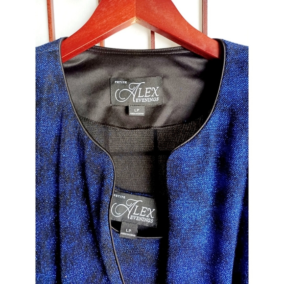 Alex Evenings 1 Button Glitter Twinset - Blk/Royal - Picture 7 of 15